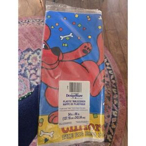 Vintage 90s 1998 Clifford The Big Red Dog Table Cover Cloth Plastic Party Decor